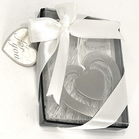 Kate Aspen Heart Bookmark Pewter Metal Page Clip Tassel NIB Gift Silver Tone - Picture 3 of 5